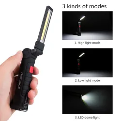 Torche LED COB - rechargeable USB - avec crochet suspendu