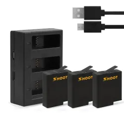 Batterie AHDBT-501 - Chargeur USB trois ports doubles pour GoPro 7 /6 / 5 Action Camera