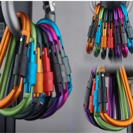 Boucle de sécurité - mousqueton en aluminium avec serrure 6 pièces