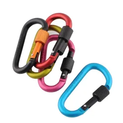 Boucle de sécurité - mousqueton en aluminium avec serrure 6 pièces