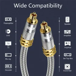 Toslink EMK - premium - câble audio optique numérique - Connecteur en or OD8.0mm Spdif - 1m - 2m - 3m - 5m