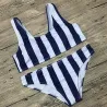 maillot de bain rayé - bikini sertie de poussoir