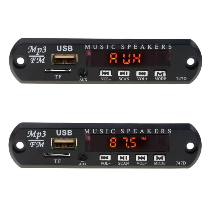 Wireless FM receiver - 5V 12V car MP3 player - audio module radio - Wma TF USB 3.5mm AUX speakersRadio
