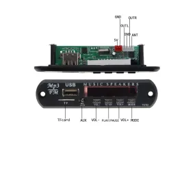 Wireless FM receiver - 5V 12V car MP3 player - audio module radio - Wma TF USB 3.5mm AUX speakersRadio