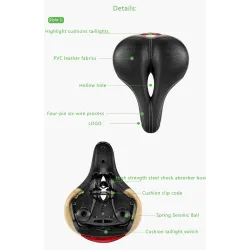 Selle de vélo avec éclairage d'avertissement
