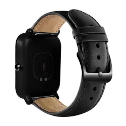 Bracelet en cuir avec boucle noire pour Xiaomi Huami Amazfit Bip