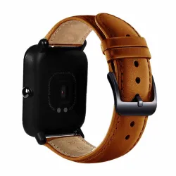 Bracelet en cuir avec boucle noire pour Xiaomi Huami Amazfit Bip