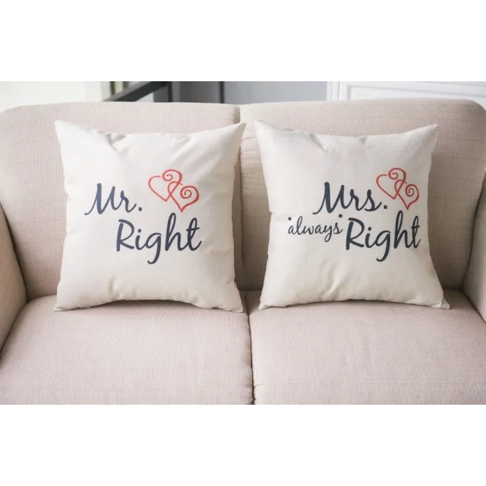 Mr & Mrs Alway Right - coton coussin cover 44 * 44cm