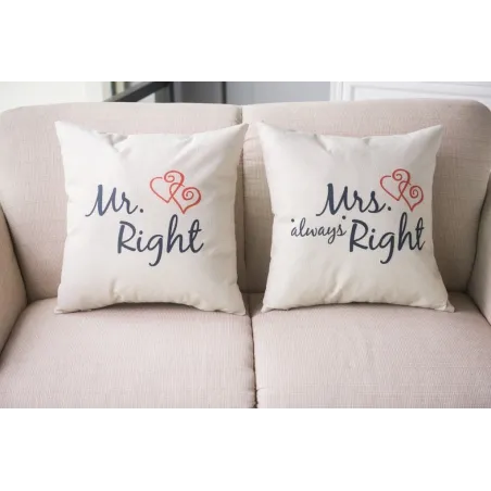 Mr & Mrs Alway Right - coton coussin cover 44 * 44cm