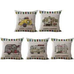 Happy Campers - housse de coussin en lin 45 * 45cm