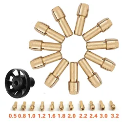 Brass Collet Chuck & M8*0.75 Dust Blower - Dremel Rotary 12pcs