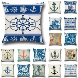Anchor & bateau - motifs de la mer - housse de coussin - 43 * 43cm