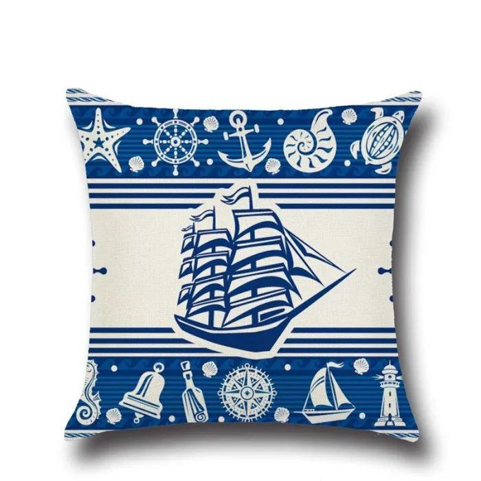 Anchor & bateau - motifs de la mer - housse de coussin - 43 * 43cm