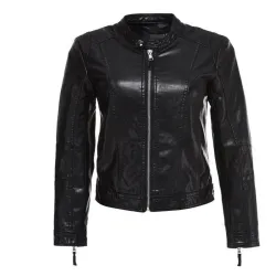 Veste en cuir avec fermeture éclair