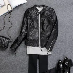 Leather jacket with zipperJackets
