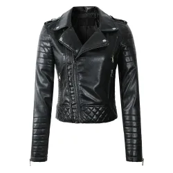 Veste en cuir souple avec fermeture éclair