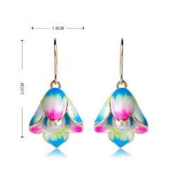 Fleurs de porcelaine & perles - boucles d'oreilles longues