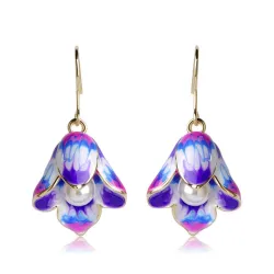 Fleurs de porcelaine & perles - boucles d'oreilles longues