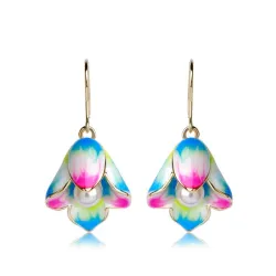 Fleurs de porcelaine & perles - boucles d'oreilles longues