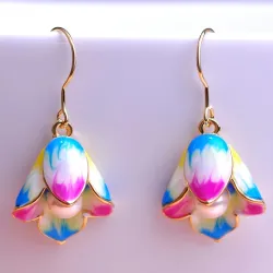 Fleurs de porcelaine & perles - boucles d'oreilles longues