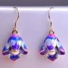 Fleurs de porcelaine & perles - boucles d'oreilles longues