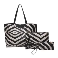 Sac en cuir avec motif zèbre - Set 3 pcs