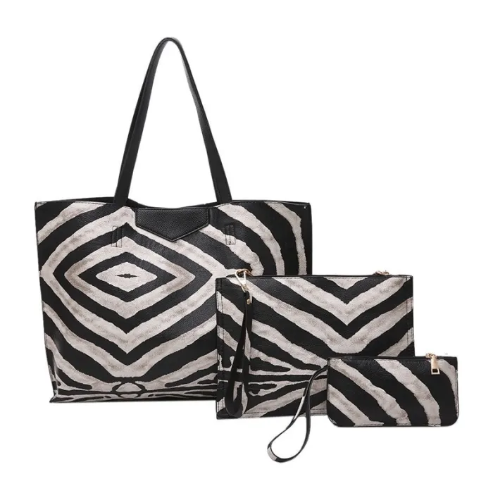 Sac en cuir avec motif zèbre - Set 3 pcs
