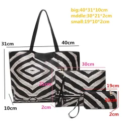 Sac en cuir avec motif zèbre - Set 3 pcs