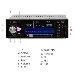 Bluetooth car radio - din 1 - 4 inch display - MP3/MP5 - rear camera - steering remoteRadio