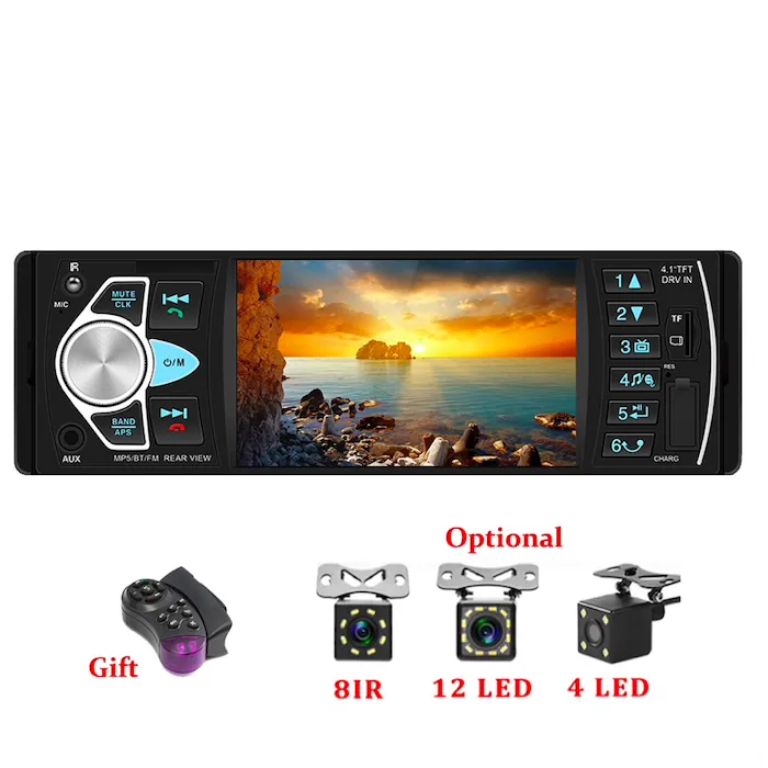 Bluetooth car radio - din 1 - 4 inch display - MP3/MP5 - rear camera - steering remoteRadio