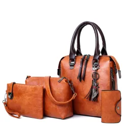 Sac en cuir de luxe avec porte-monnaie 4 pièces