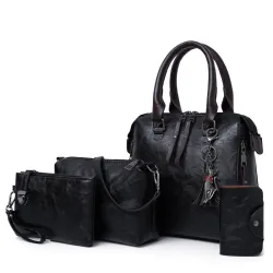 Sac en cuir de luxe avec porte-monnaie 4 pièces