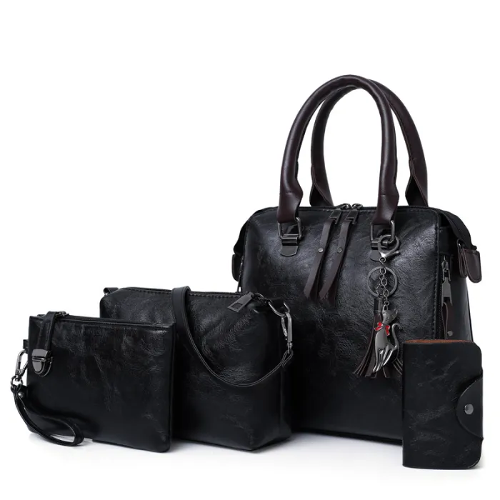 Sac en cuir de luxe avec porte-monnaie 4 pièces