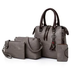 Sac en cuir de luxe avec porte-monnaie 4 pièces