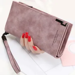 Portefeuille en cuir long avec fermeture à glissière