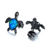 Turtle avec opale bleu - boucles d'oreilles de mode