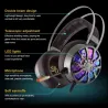 NiUB5 PC65 casque de jeu lumineux - 3D USB 7.1 casques PS4 avec bruit annulant