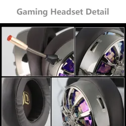 NiUB5 PC65 casque de jeu lumineux - 3D USB 7.1 casques PS4 avec bruit annulant