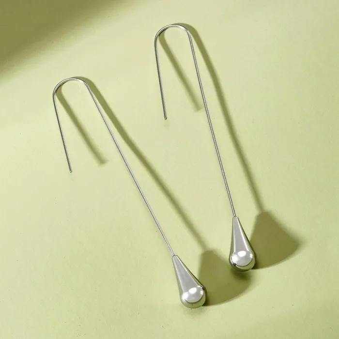 Boucles d'oreilles longues en acier inoxydable
