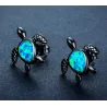 Turtle avec opale bleu - boucles d'oreilles de mode