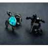 Turtle avec opale bleu - boucles d'oreilles de mode