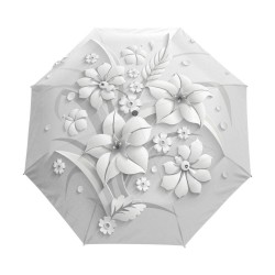 Parapluie entièrement automatique avec imprimé floral 3D - protection UV