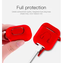 Boîtier pour écouteur en silicone pour Apple AirPods avec crochet