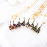 Boucles d'oreilles & collier avec paon en cristal - ensemble de bijoux