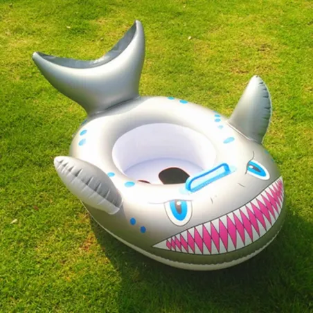 Requin de caricature - anneau de natation de bébé gonflable - siège avec poignée