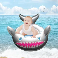 Requin de caricature - anneau de natation de bébé gonflable - siège avec poignée