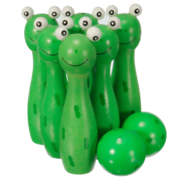 bowling en bois avec boules avec forme animale - jouet