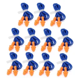 Bouchons d'oreilles en silicone étanche - réutilisable - protection auditive - avec corde 10 paires