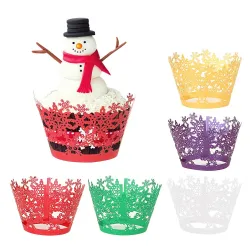 Couvertures de Noël pour muffins & cupcakes - emballages en papier 12 pièces