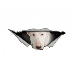 White Bull Terrier - vinyl car sticker - waterproof - 13 * 4.9cmStickers